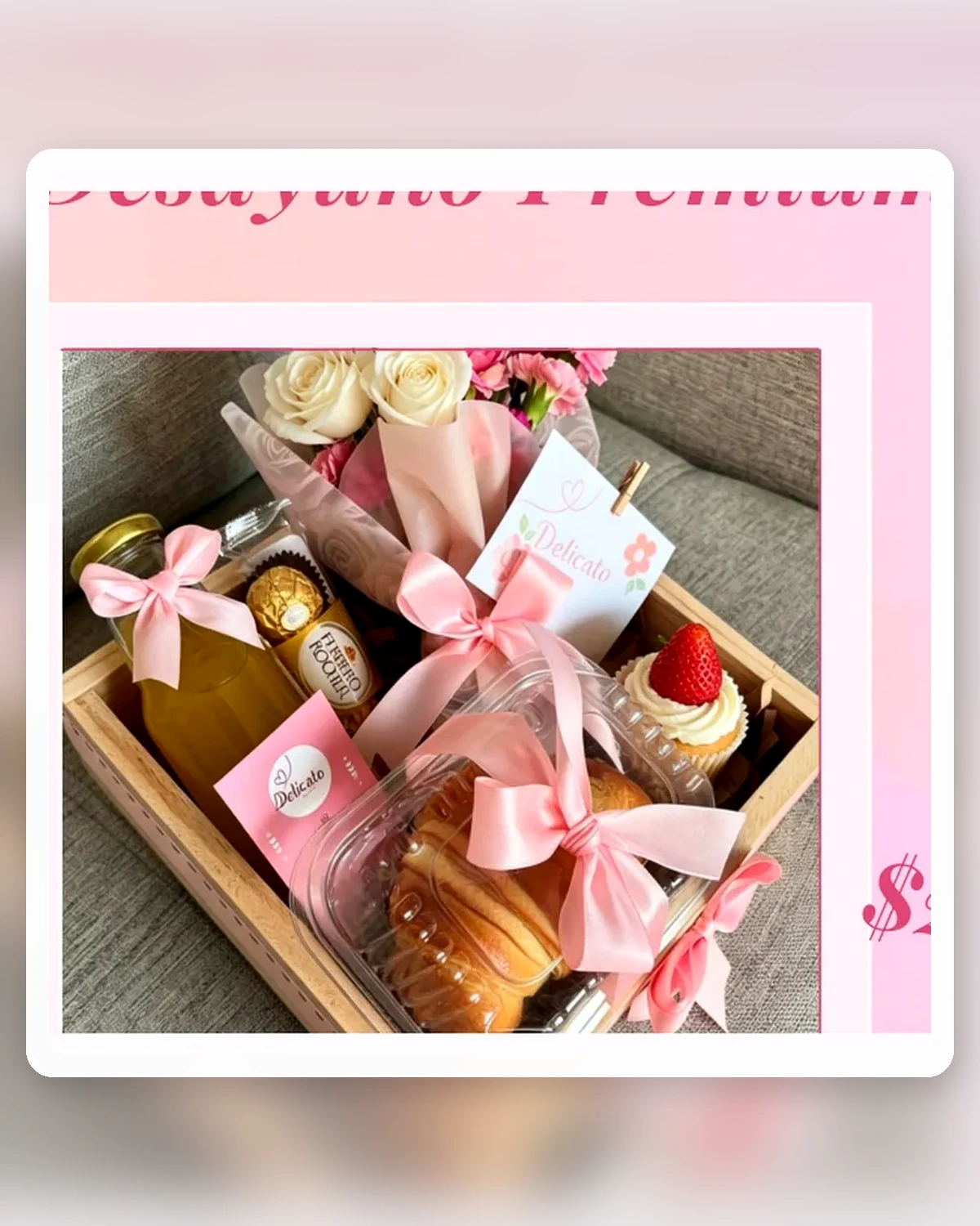 Desayuno Premium $22.99 · Flores + Ferrero
