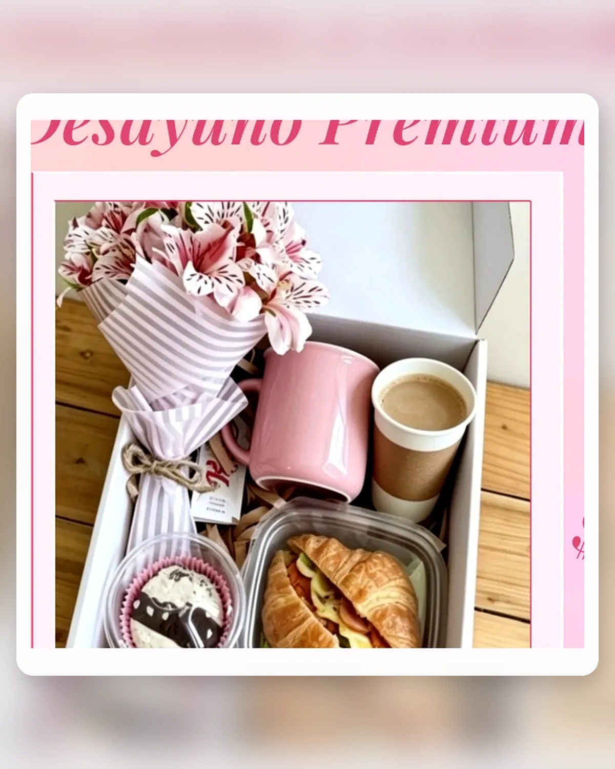 Desayuno Premium $22.99 · Taza + croissant