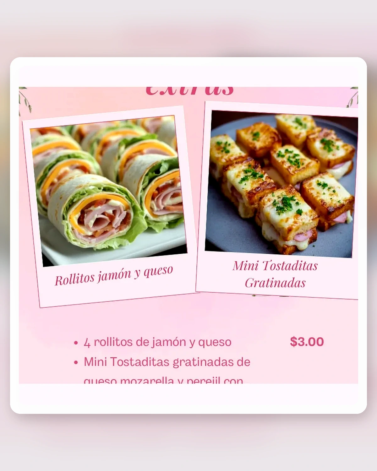 Rollitos de jamón y queso