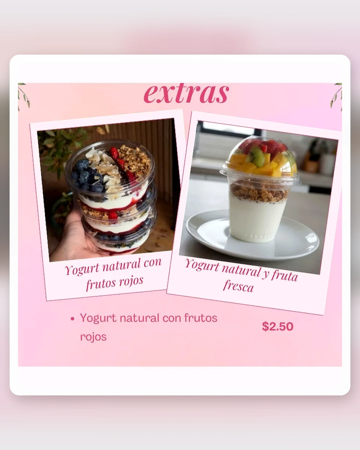 Yogurt natural con fruta fresca