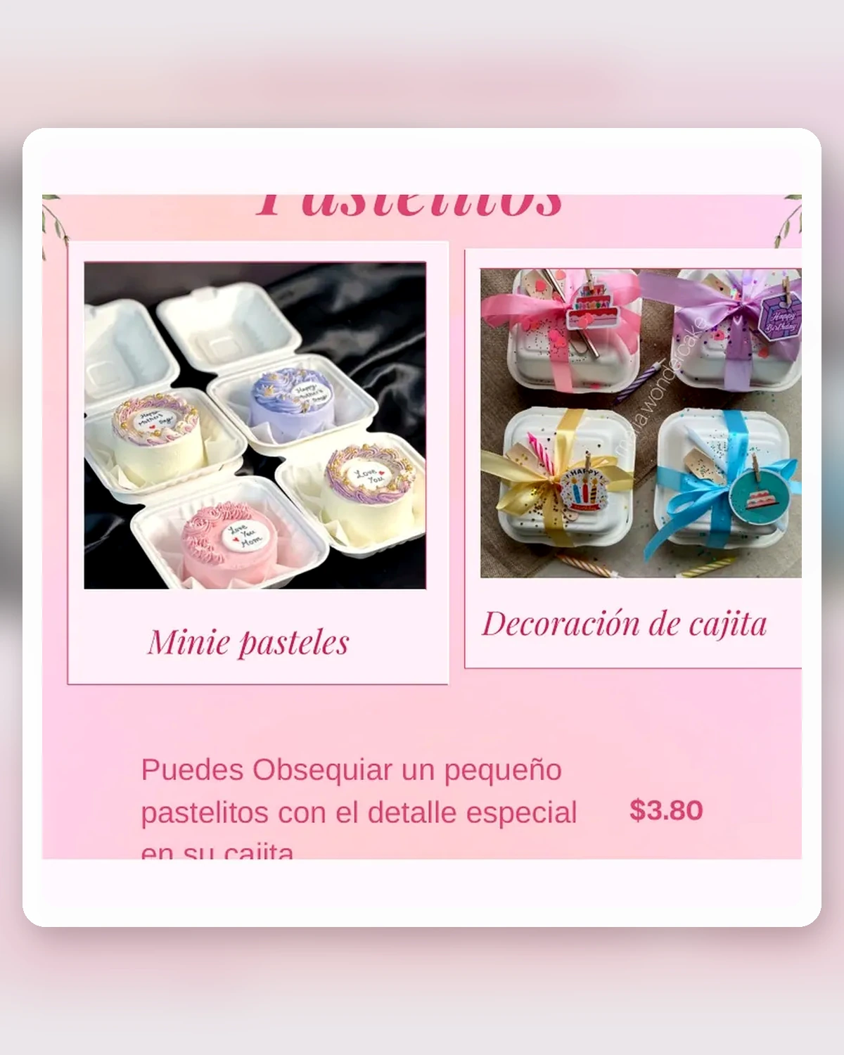 Mini pastel en cajita